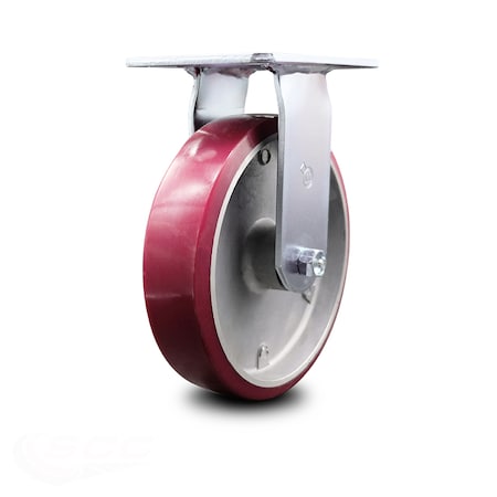 Service Caster 8 Inch Heavy Duty Top Plate Poly on Aluminum Rigid Caster with Roller Bearing SCC-35R820-PAR